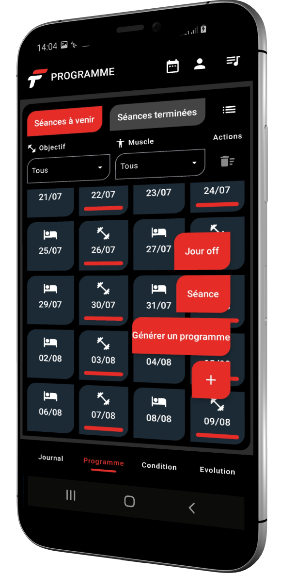 Aperçu de l'application FiTracking