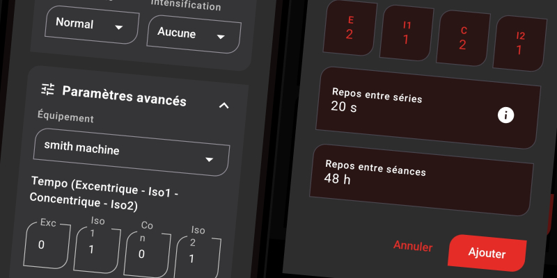 Interface FiTracking - Configuration détaillée d'une série avec tous les paramètres personnalisables