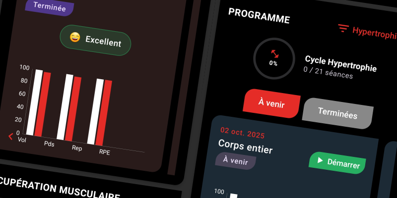 Interface FiTracking - Vue par cycles, avancement et cercles statistiques avec comparaisons