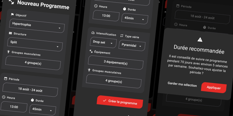 Guide FiTracking - Création d'un premier programme d'entraînement personnalisé avec interface application